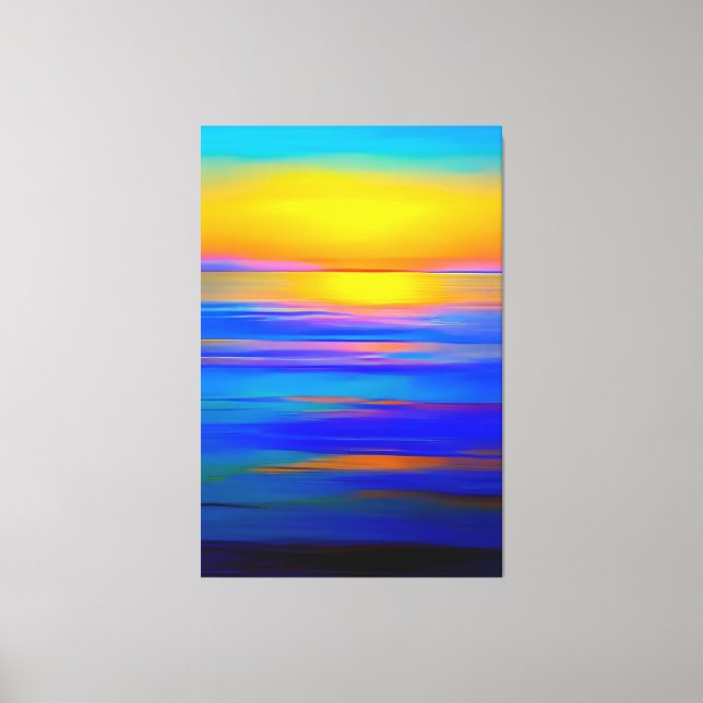 Abstract Blue Ocean Sunset Simple Abstract Art Canvas Print (Front)