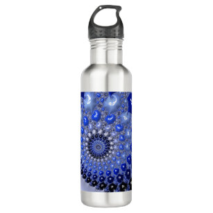 Abstract Blue Ombre Fractal Bubbles 710 Ml Water Bottle