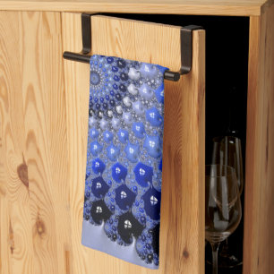 Abstract Blue Ombre Fractal Bubbles Kitchen Towel