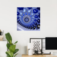 Abstract Blue Ombre Fractal Bubbles