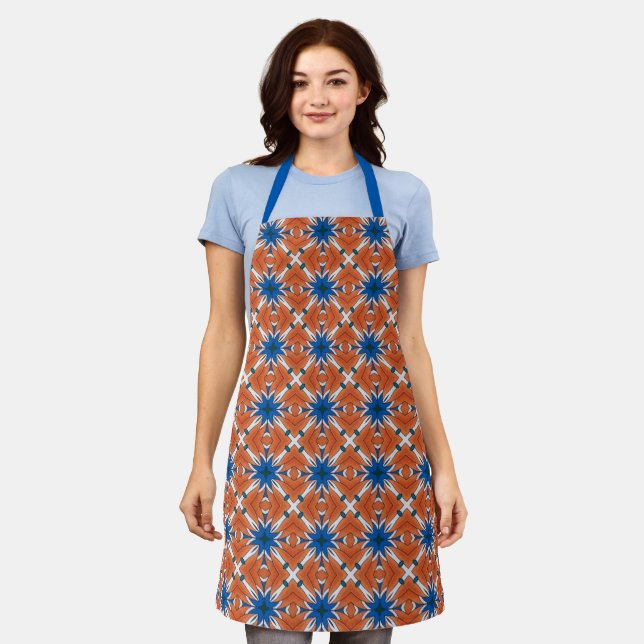 Abstract Blue Orange Graphic Pattern Apron (Worn)