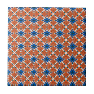 Abstract Blue Orange Graphic Pattern Tile