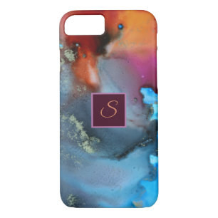 Abstract Blue Orange Red Waves Monogram Case-Mate iPhone Case