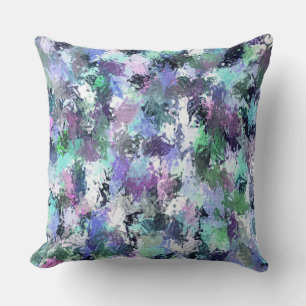 Abstract Blue Paint Splatter Throw Pillow