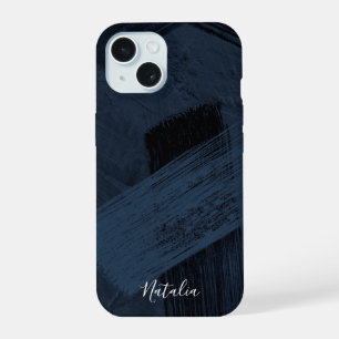 Abstract Blue Paint Stroke Pattern iPhone 15 Case