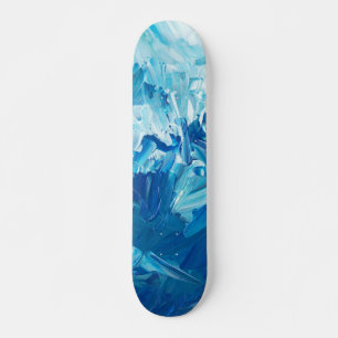 Abstract Blue Paint Waves Skateboard