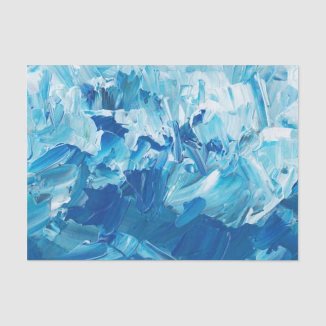 Abstract Blue Paint Waves Tissue Paper (Front)