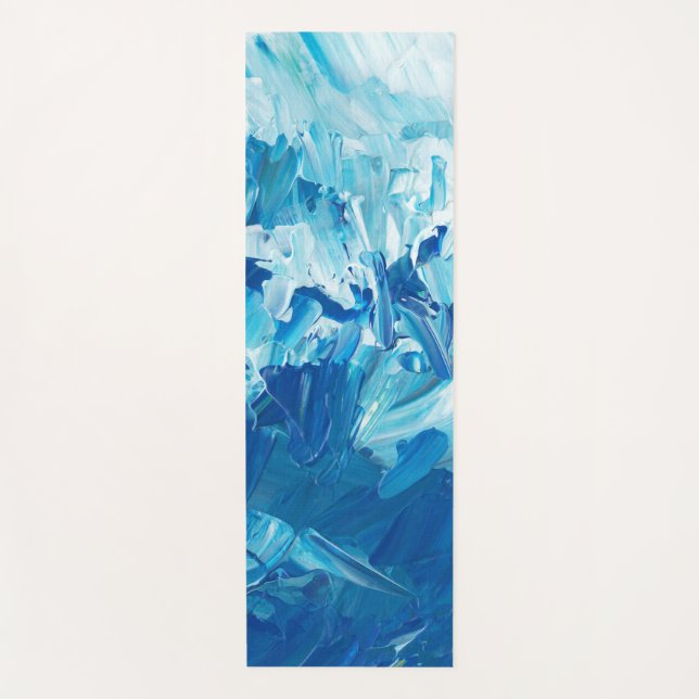 Abstract Blue Paint Waves Yoga Mat (Front)
