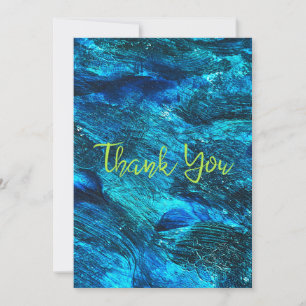 Abstract Blue Paintbrush Strokes Thank You Card