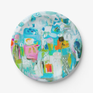Abstract Blue Paper Plate