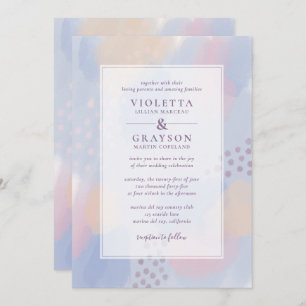 Abstract Blue Pastel Modern Art Wedding Invitation
