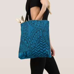 Abstract Blue Pattern Tote Bag