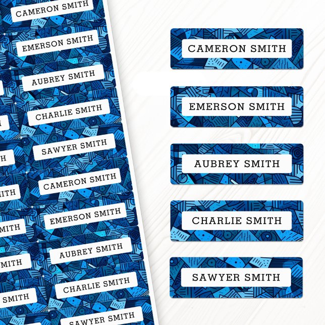 Abstract blue pattern waterproof name label (Abstract blue pattern waterproof name label)