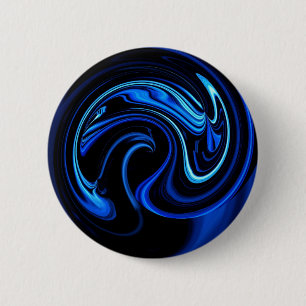 Abstract Blue Peacock 2 Inch Round Button