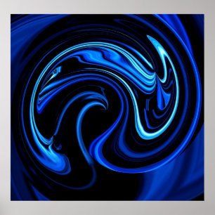 Abstract Blue Peacock Poster