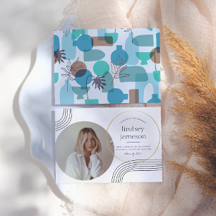 Abstract   Blue Photo Graduation Announcement