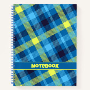 Abstract blue plaid Notebook