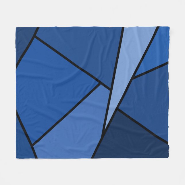 Abstract Blue Polygons Fleece Blanket (Front (Horizontal))