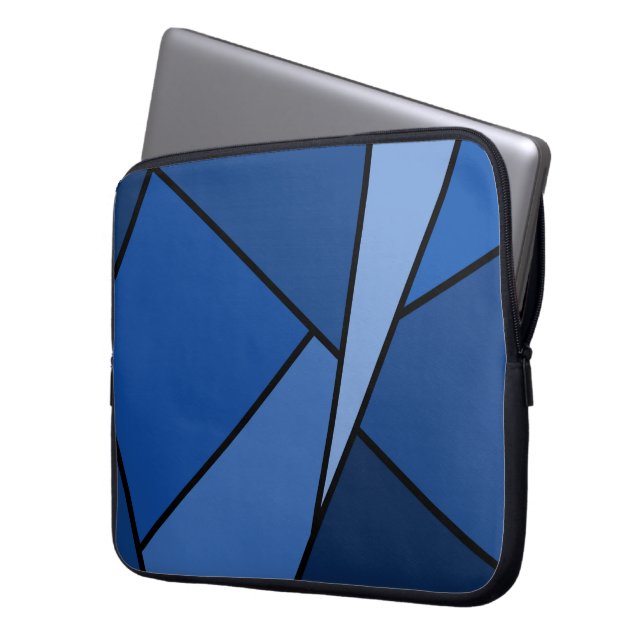 Abstract Blue Polygons Laptop Sleeve (Front Left)