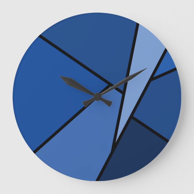 Abstract Blue Polygons Large Clock (Front)