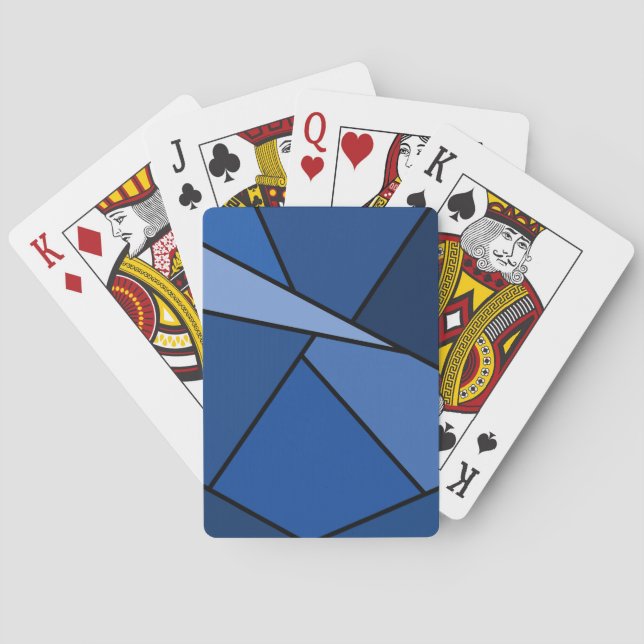 Abstract Blue Polygons Playing Cards (Back)