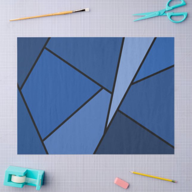 Abstract Blue Polygons Tissue Paper (Craft)