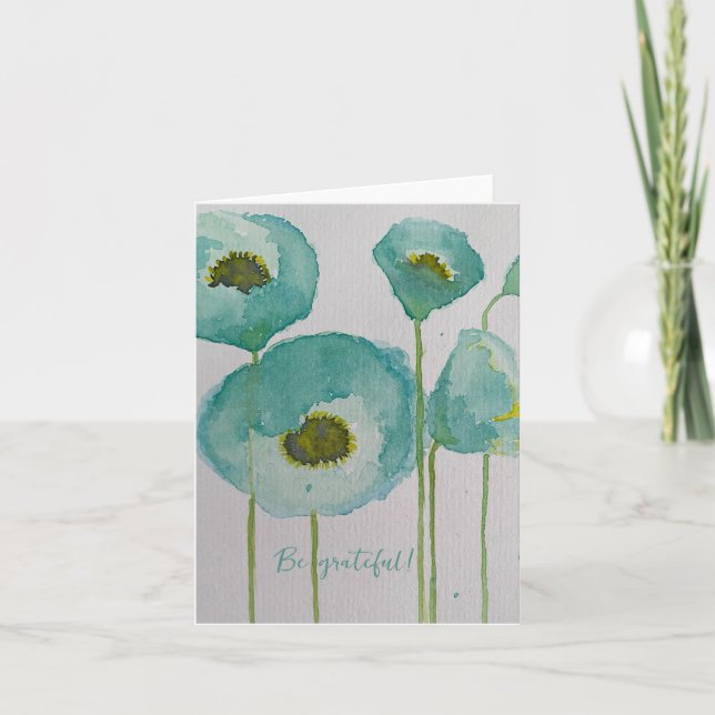 Abstract Blue Poppy Note Card (Front)