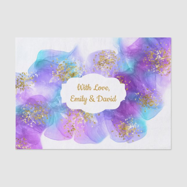 Abstract Blue Purple Alcohol Ink Art Personalized Tissue Paper (Front)