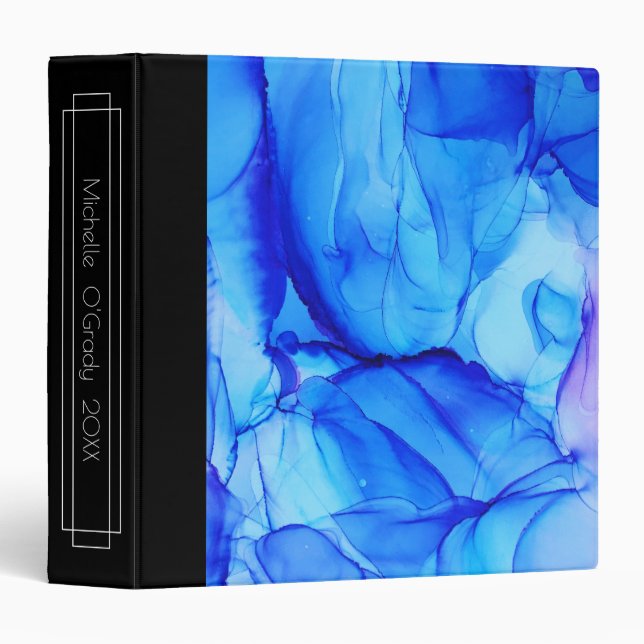 Abstract Blue Purple Black Custom Alcohol Ink Binder (Front/Spine)