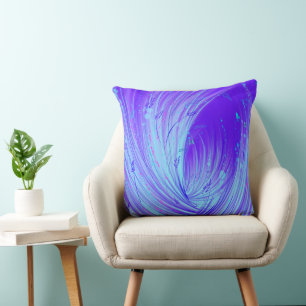 Abstract Blue Purple Enchanted Garden  Throw Pillow