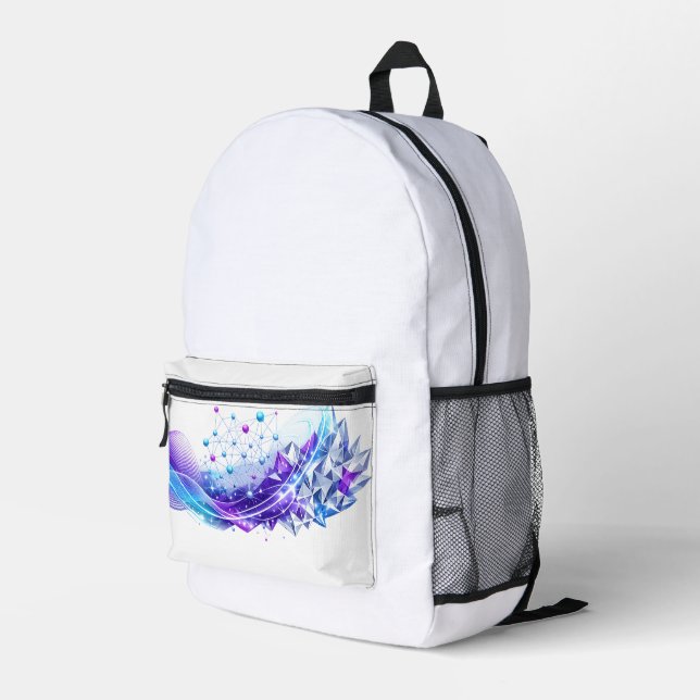 Abstract Blue Purple Futuristic Network Crystal Printed Backpack (Back Corner Right)
