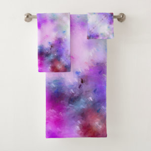 Abstract Blue Purple Modern Elegant Template Bath Towel Set