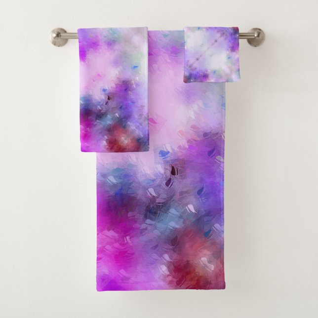 Abstract Blue Purple Modern Elegant Template Bath Towel Set (Insitu)