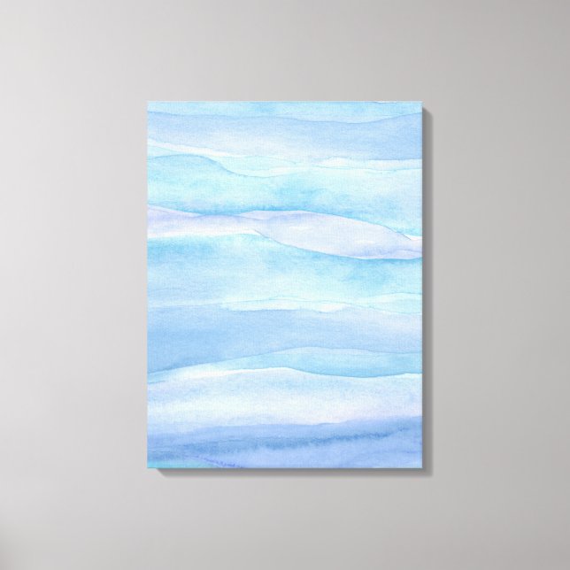Abstract Blue Purple Ocean Layers Watercolor  Canv Canvas Print (Front)