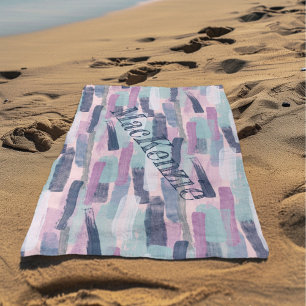 Abstract Blue Purple Pink  Beach Towel