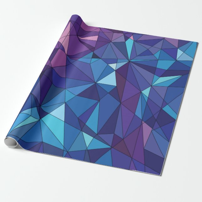 Abstract blue purple polygonal design wrapping paper (Unrolled)