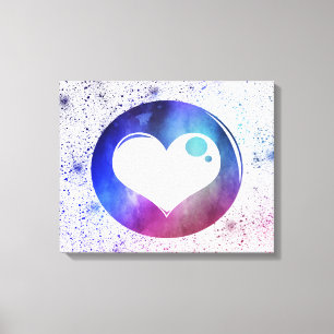 Abstract Blue & Purple Watercolor Heart Design Canvas Print