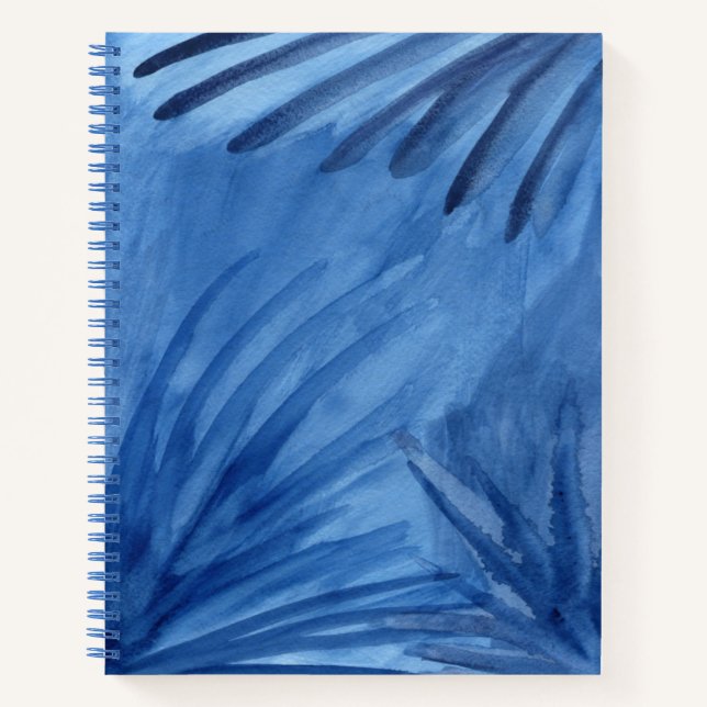 Abstract Blue Rays Watercolor Painting Sketch Note Notebook (Front)