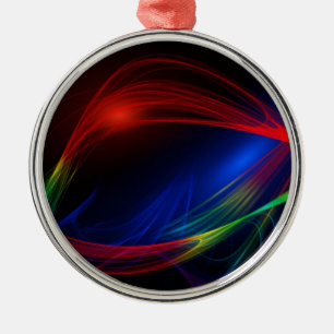 Abstract Blue Red and Green Swirl Effect Metal Ornament