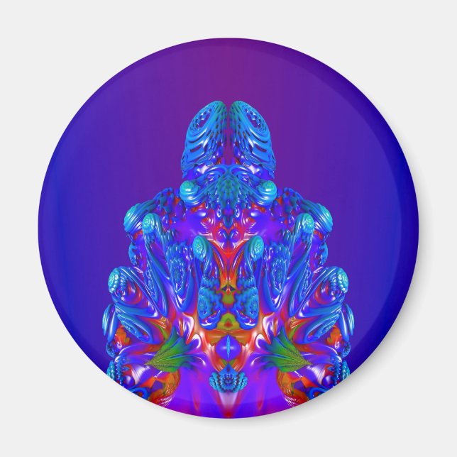 Abstract Blue Robot Magnet (Front)