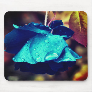 Abstract Blue Rose Flower Art Mouse Pad