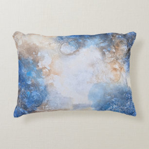 Abstract Blue & Sand Textured Clouds Accent Pillow