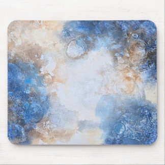 Abstract Blue & Sand Textured Clouds Mouse Pad
