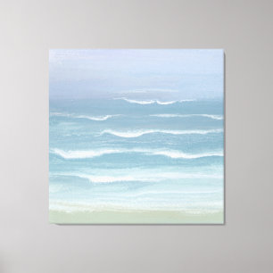 Abstract Blue Seashore Small Waves in Watercolor Canvas Print