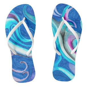 Abstract blue shades Adult Flip Flops, Slim Straps Flops