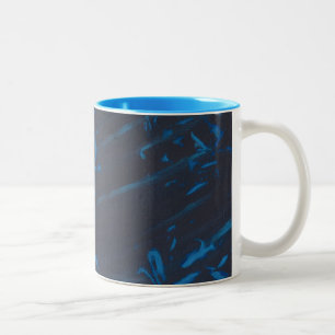 Abstract Blue Shapes on Navy Black Custom Mugs