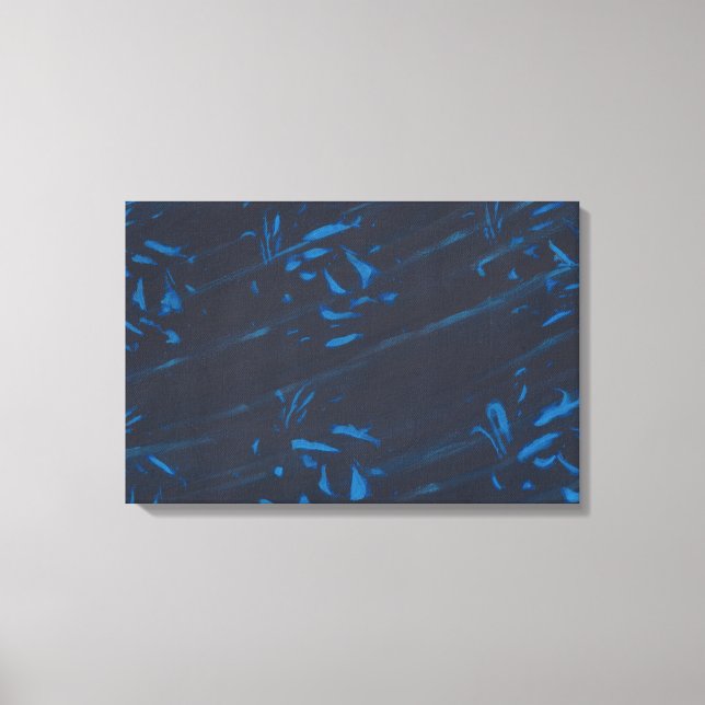 Abstract Blue Shapes on Navy Black Wrapped Canvas (Front)