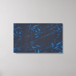 Abstract Blue Shapes on Navy Black Wrapped Canvas