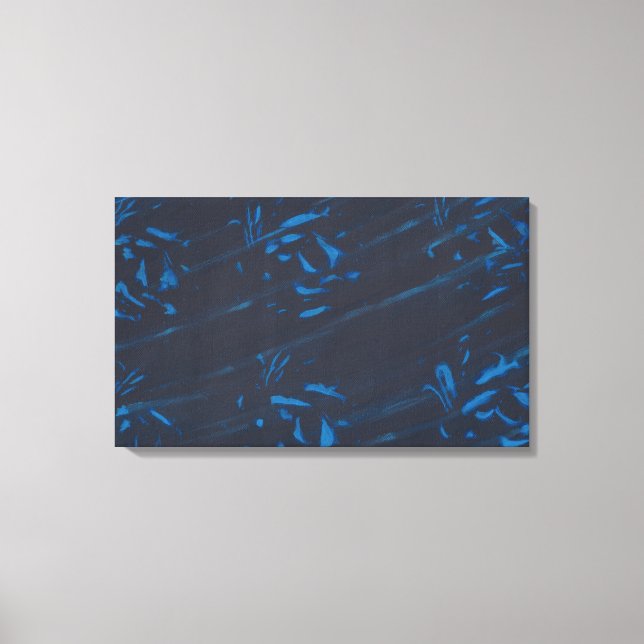 Abstract Blue Shapes on Navy Black Wrapped Canvas (Front)