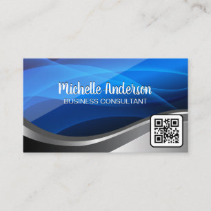 Abstract Blue Shapes   Qr code Business Card